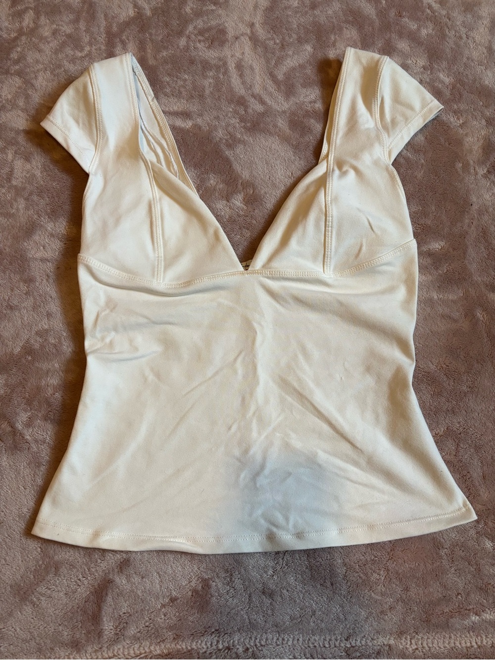 Free People Cream V-Neck Cap Sleeve Camisole